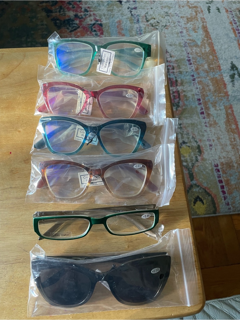 6 Pairs Assorted +2.00 Reading Glasses,